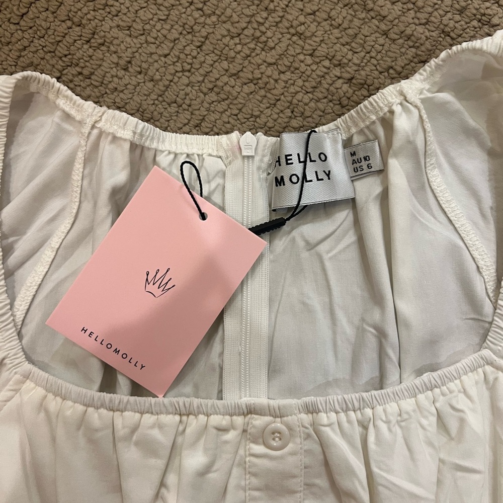 Hello Molly Cream Button-Front Mini Dress - Picture 8 of 8